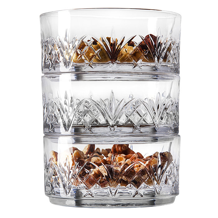 Godinger Silver Art Co Dublin Crystal 3 Piece Stacking Nut Bowl Set